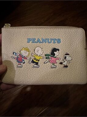 Coach Cream Peanuts Ice Skate Wristlet with Multicolor Characters